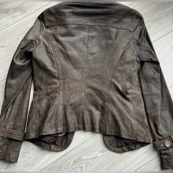 Women’s Brown Suede Leather Jacket XXS - Picture 6 of 7